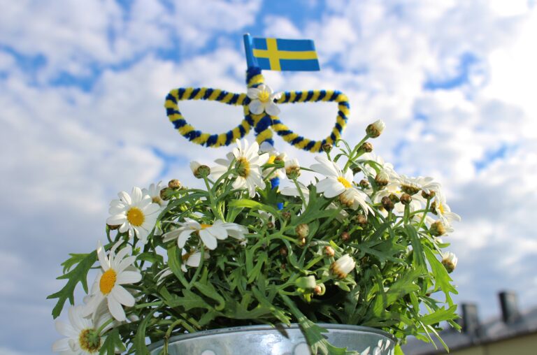 Blomma med midsommarstång.