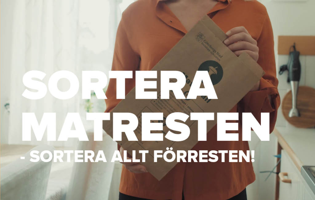 En bild med texten sortera matresten.