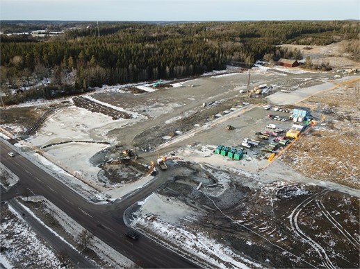 Byggarbetsplats fotat från ovan.